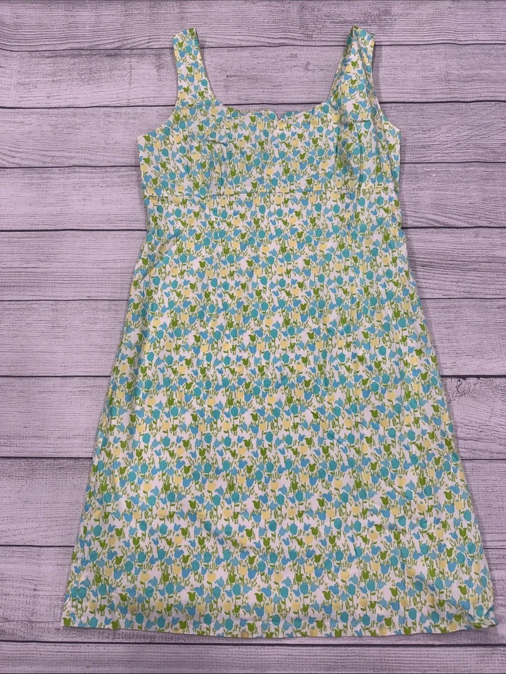 Lilly Pulitzer Women's Size 10 Blue Green Floral Sleeveless Fit & Flare Sundress - Picture 1 of 5